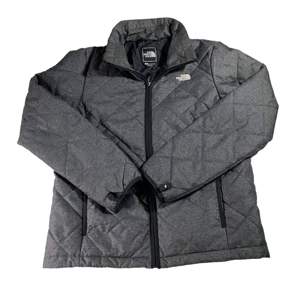 North Face Quilted Nylon Jacket Women's Large Gray Full Zip